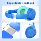 Wired Headphones with Microphone, over Ear 3.5Mm Plug in Headphones with 4.9Ft Tangle-Free Nylon Cord for Tablet, Laptop, MP3/4, School, Airplane Travel (Blue)