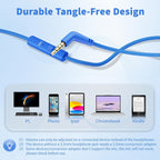 Wired Headphones with Microphone, over Ear 3.5Mm Plug in Headphones with 4.9Ft Tangle-Free Nylon Cord for Tablet, Laptop, MP3/4, School, Airplane Travel (Blue)