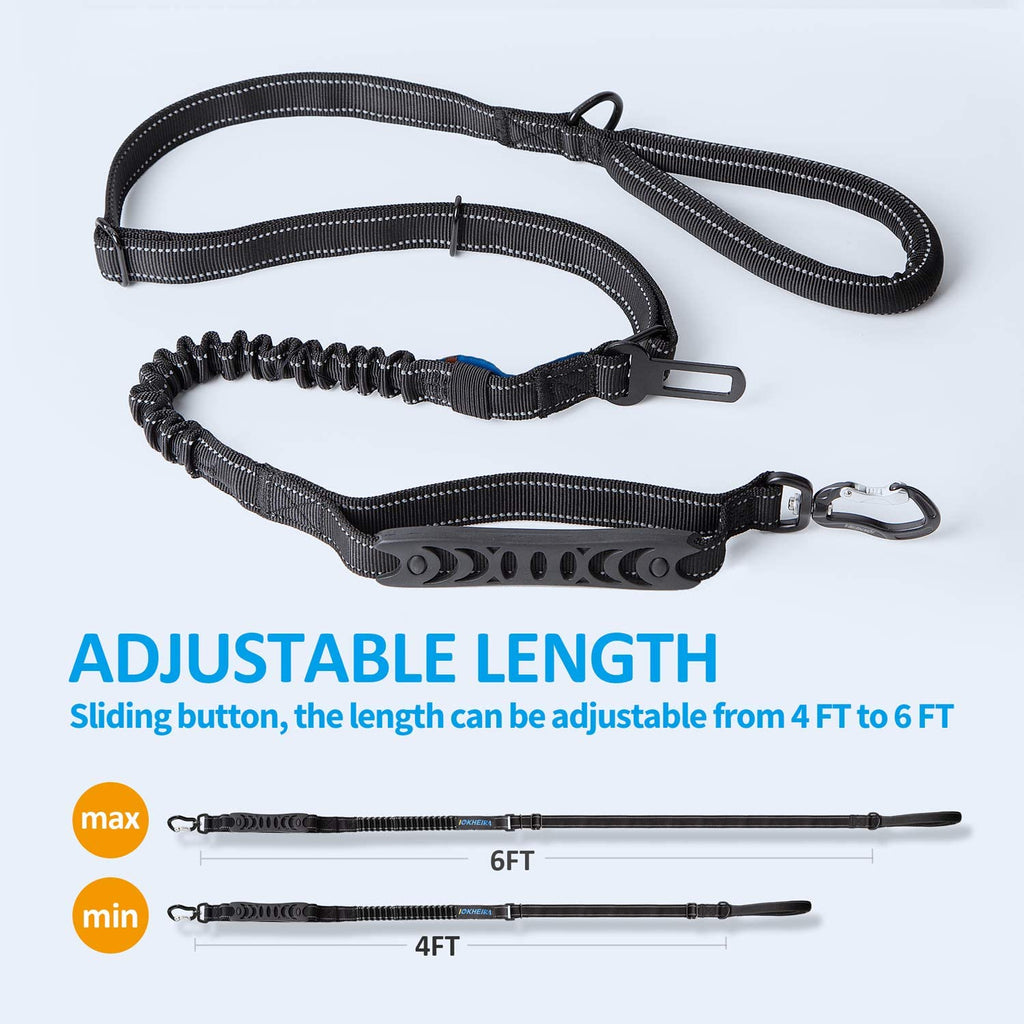 Multifunctional Tactical Dog Leash Heavy Duty,4-6 FT Strong Bungee Leash with Car Seatbelt, Shock Absorbing Dog Lead for Large, Medium Dogs
