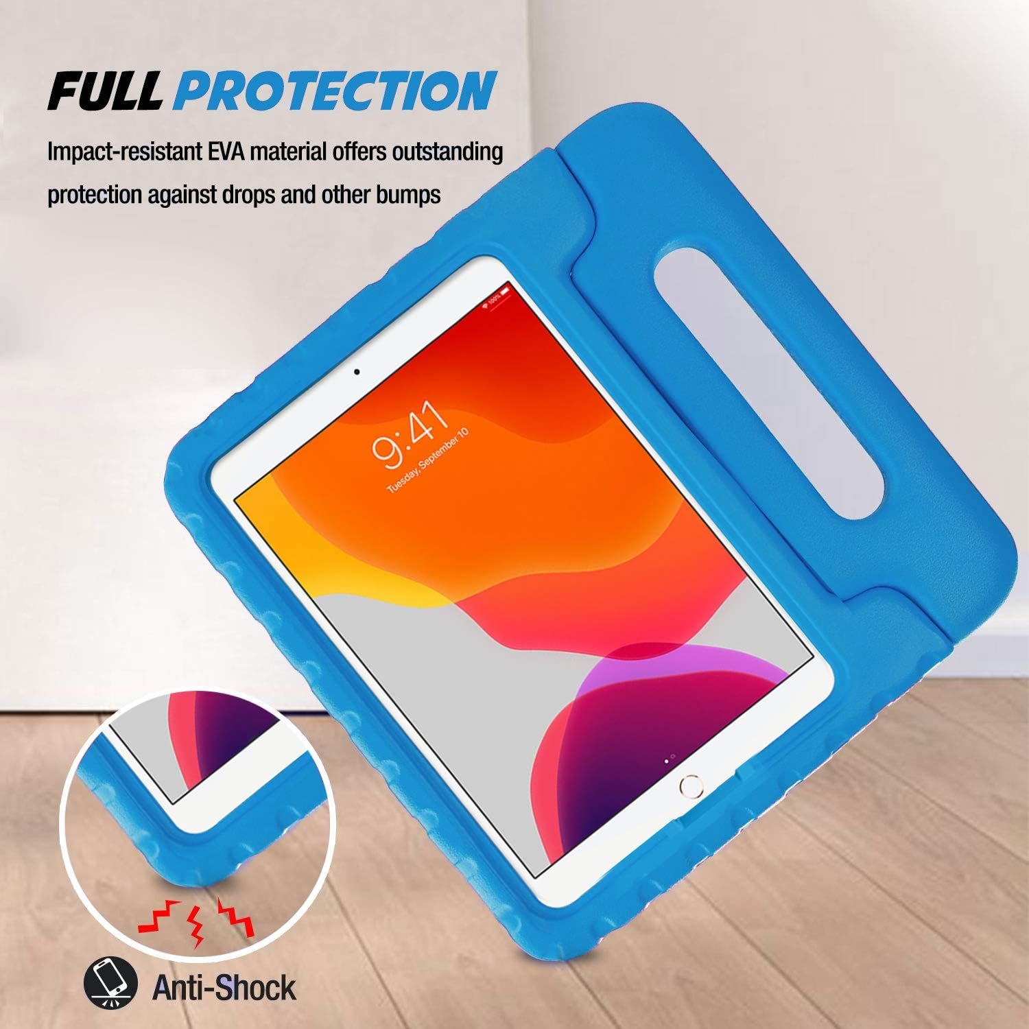 Kids Case for Ipad 9Th Generation/Ipad 8/Ipad 7, Ipad 10.2 Case 2021 2020 2019/Ipad Air 10.5/Ipad Pro 10.5 Kids Case, Shockproof Lightweight Case with Convertible Handle -Blue | 2021