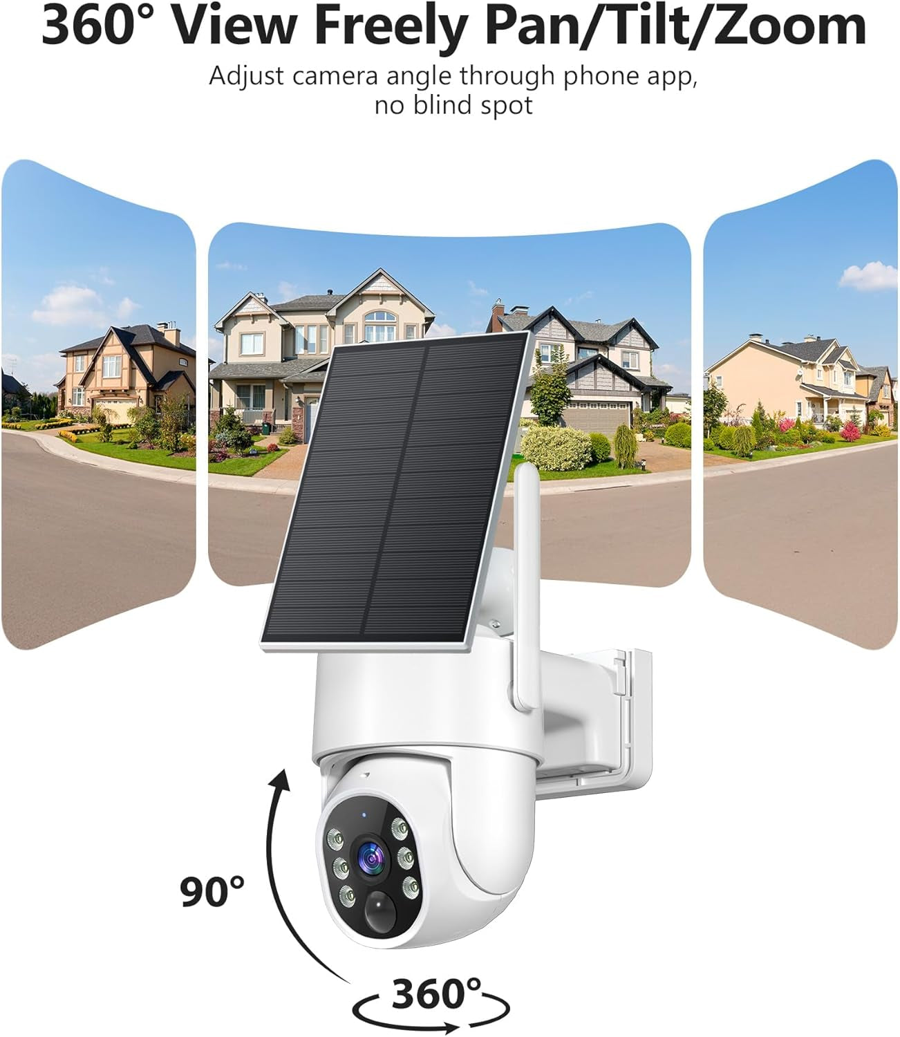 5G Solar Security Cameras Wireless Outdoor, 2K Cameras for Home Security Outdoor, Security Cameras Wireless Outdoor with Color Night Vision, 2-Way Talk, PTZ Human Detection, 2 Packs