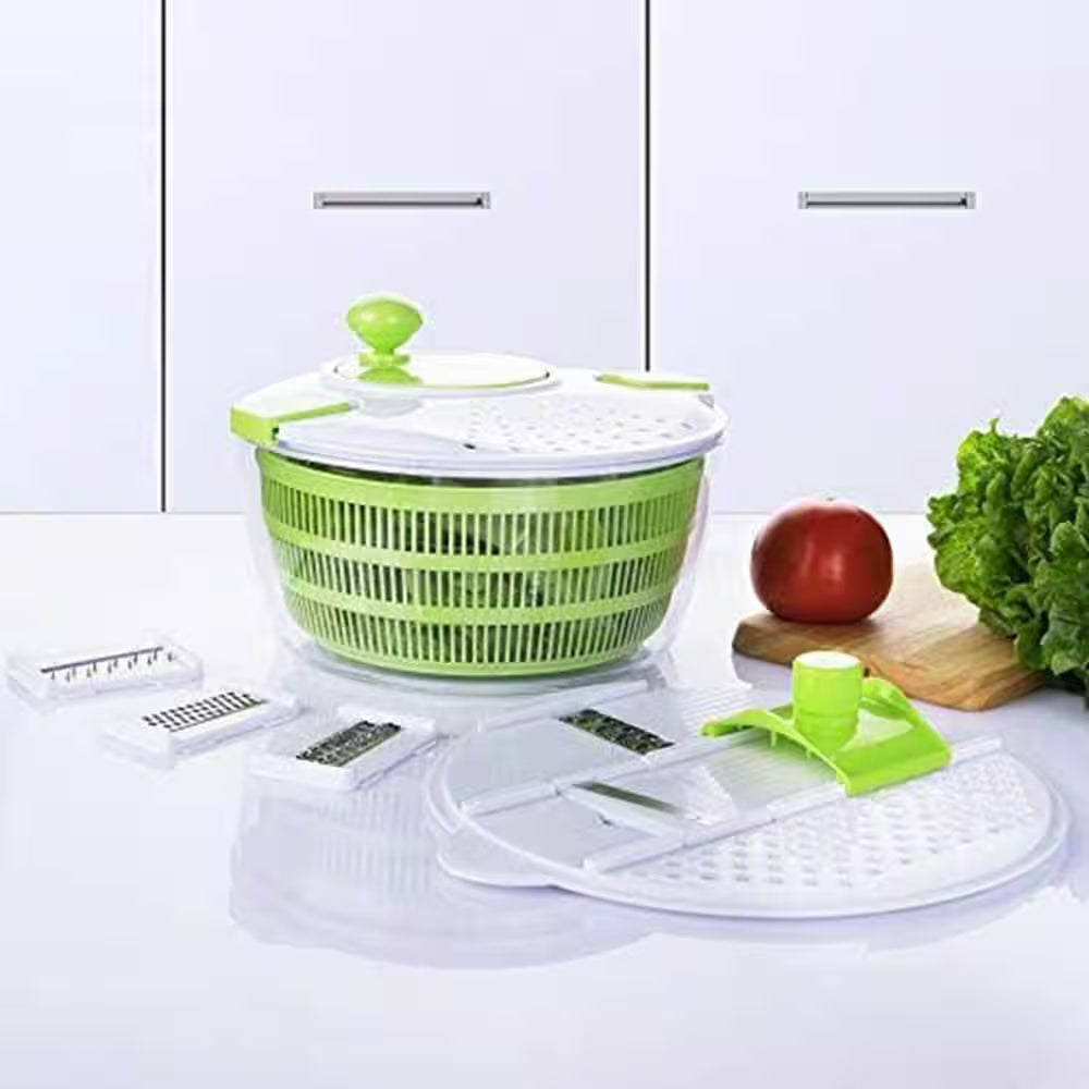 Salad Spinner with 7 in 1 Multifunction Kitchen Gadget 4L Large Capacity Vegetable Grater Slicer Set