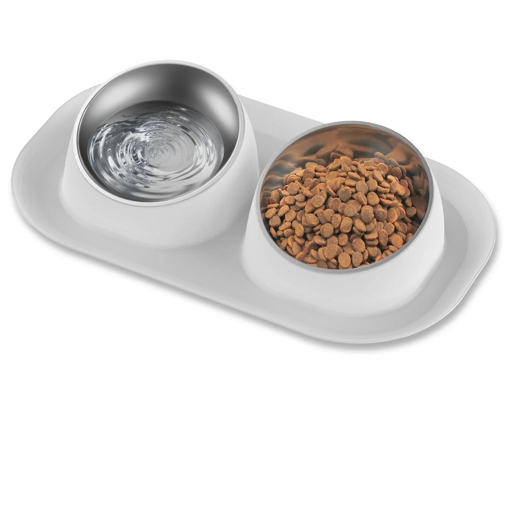 Elevated Stainless Steel Pet Food Bowl with Stands, Raised Dog Cat Feeding Bowls Set Suitable for Cats and Small Dogs, Gray