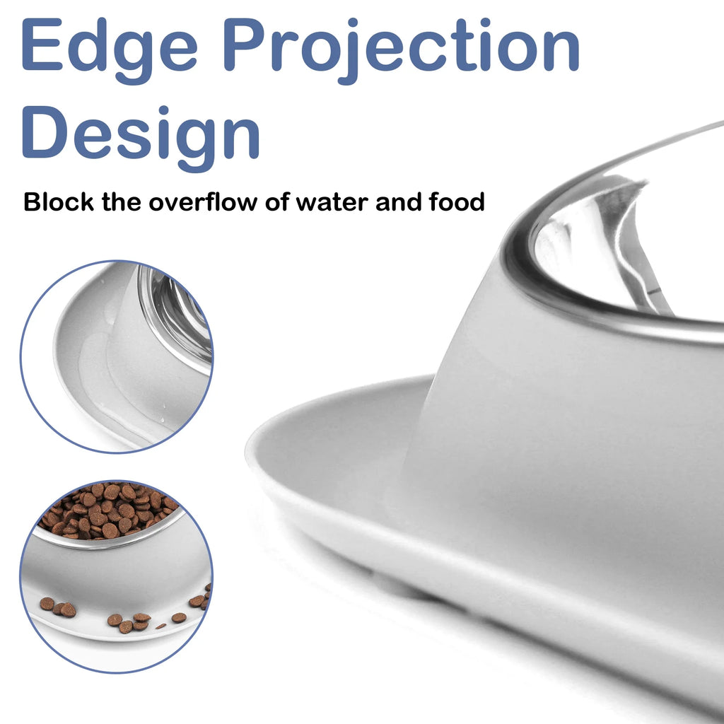 Elevated Stainless Steel Pet Food Bowl with Stands, Raised Dog Cat Feeding Bowls Set Suitable for Cats and Small Dogs, Gray