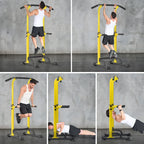 Height Adjustable Power Tower Dip Stands Pull up Bar Strength Training for Home Gym Yellow