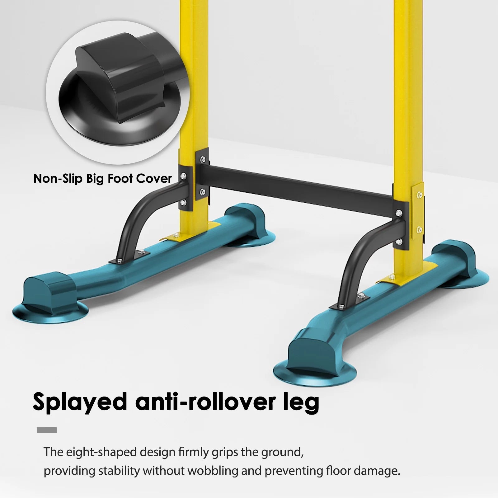Height Adjustable Power Tower Dip Stands Pull up Bar Strength Training for Home Gym Yellow