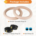 Wooden Gym Rings, 9Ft Numbered Double-Layer Quick Adjust Straps | Sturdy Wooden Gymnastic Rings Build Upper Body and Core Strength for Daily Bodyweight Fitness and Muscle Shaping Routines