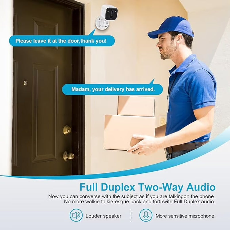 Security Cameras Wireless Outdoor, Battery Powered Wifi Camera for Home Security, 2K Color Night Vision, AI Motion Detection, IP65 Waterproof, 2-Way Audio, Spotlight & Siren, Cloud/Sd Storage
