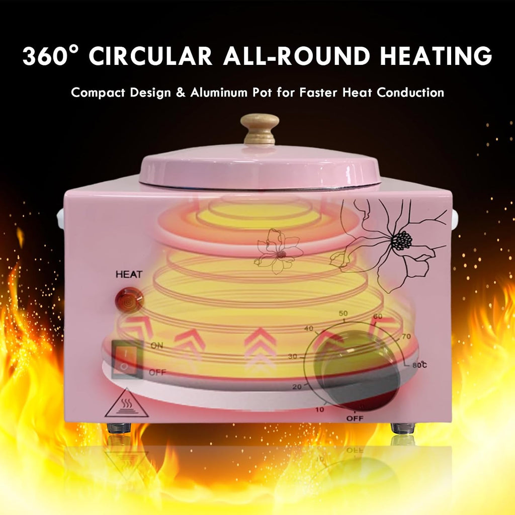 Portable Single Pot Wax Warmer for Painless Hair Removal, Fast Temperature Adjustable Wax Heater with Large Wax Pot for Facial Skin Body SPA Salon Equipment Beauty Salon (Pink-Single Pots)