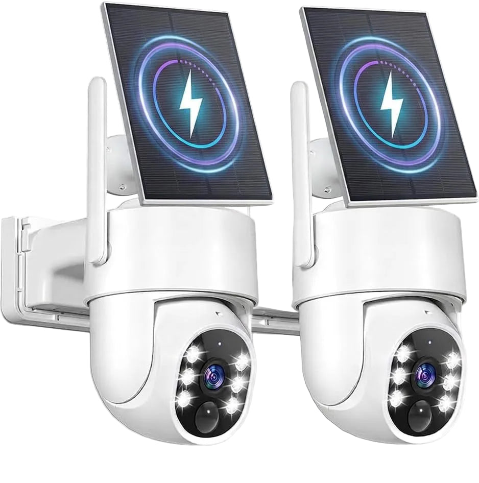 5G Solar Security Cameras Wireless Outdoor, 2K Cameras for Home Security Outdoor, Security Cameras Wireless Outdoor with Color Night Vision, 2-Way Talk, PTZ Human Detection, 2 Packs