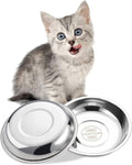 Stainless Steel Shallow Cat Food Bowl 5.8 Inch, Small Whisker Fatigue Cat Food Dish 10.8 Fl.Oz, Replacement Basic Kitten Bowls Bulk for Elevated Stand, Dishwasher Safe (Set of 2)