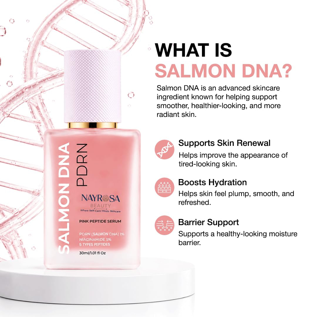 PDRN Pink Peptide Salmon DNA Serum Pink Glow, 5% Niacinamide-1Fl Oz | PDRN Serum with Niacinamide & Peptides for Rejuvenation, Hydration, Skin Barrier Support, Smoothing, Uneven Tone, Korean Care