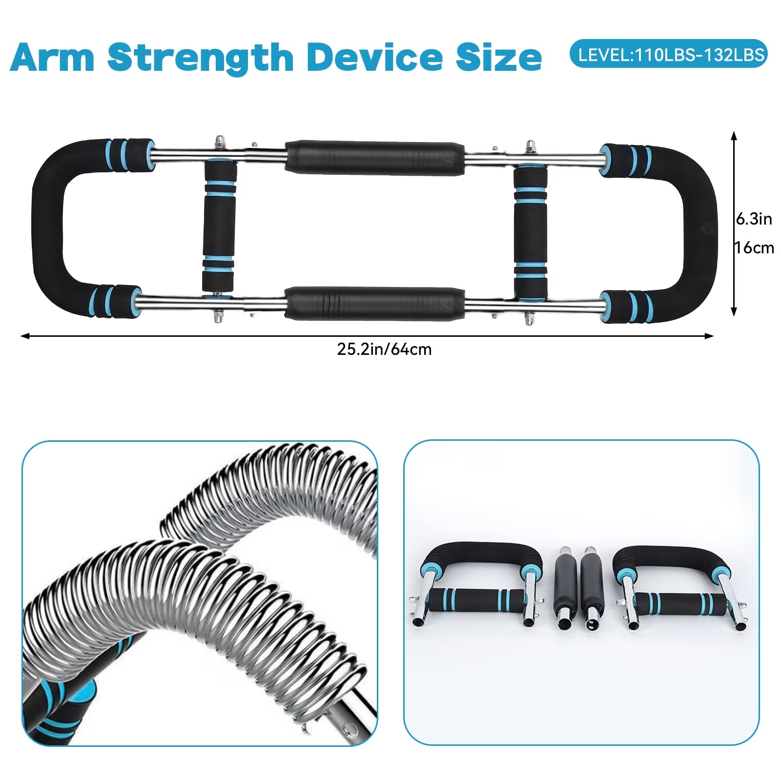 Arm Trainer & Chest Trainer for Men, 66-88-110Lb Adjustable Arm Twister Exercise Equipment, Portable Spring Resistance Home Gym Trainer, Upper Body Workout Machine for Muscle Building