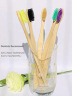 Bamboo Toothbrushes 10 Pack, Medium Soft Bristles BPA Free Biodegradable Bulk Wooden Toothbrush