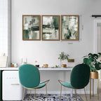 Sage Green Abstract Wall Art Set of 3, Modern Abstract Canvas Wall Decor Paintings, Green Neutral Minimalist Posters Prints Pictures for Living Room Bedroom Office Home Decor 16X24 Inch Wood Framed