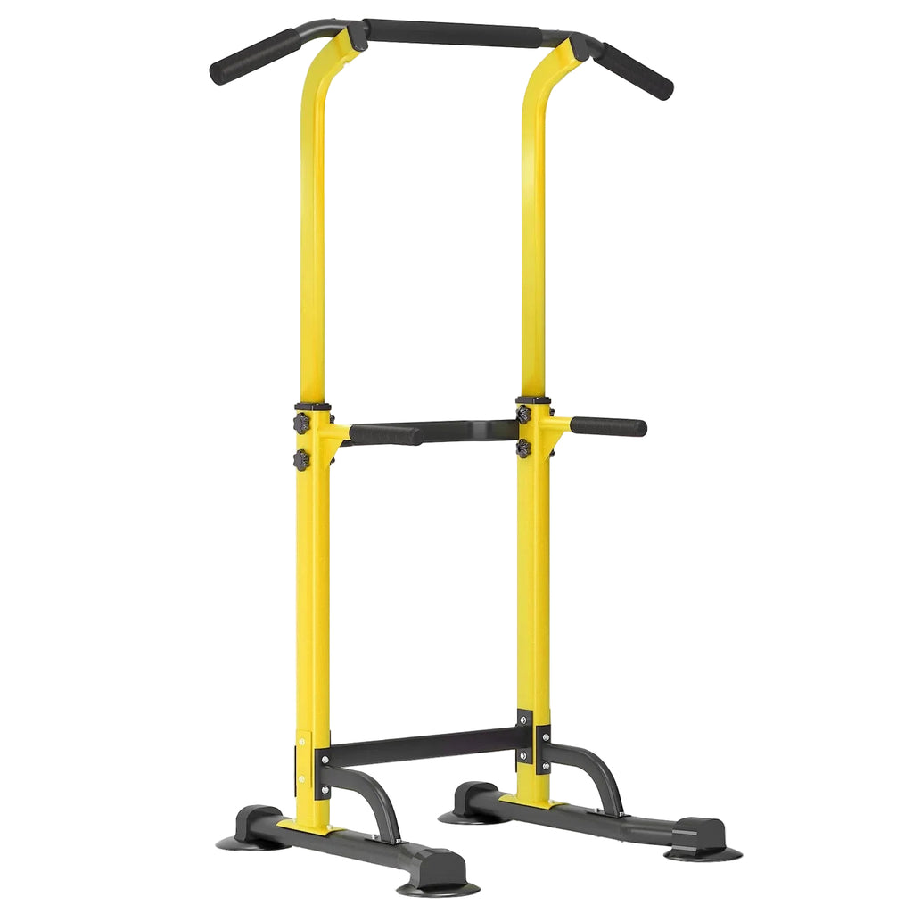 Height Adjustable Power Tower Dip Stands Pull up Bar Strength Training for Home Gym Yellow