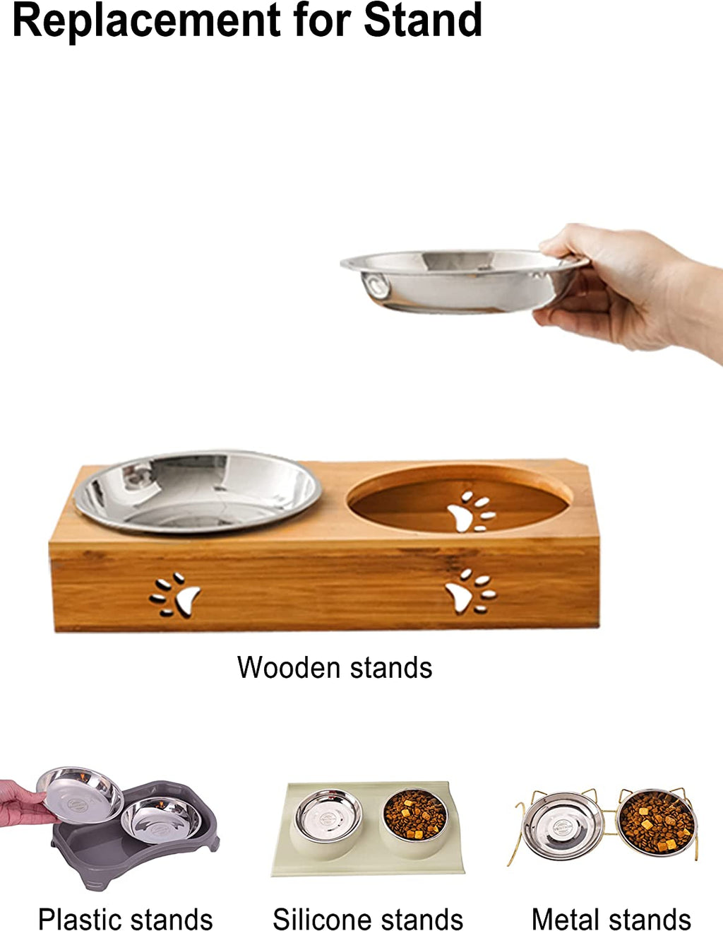 Stainless Steel Shallow Cat Food Bowl 5.8 Inch, Small Whisker Fatigue Cat Food Dish 10.8 Fl.Oz, Replacement Basic Kitten Bowls Bulk for Elevated Stand, Dishwasher Safe (Set of 2)