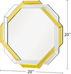 Gold Bathroom Mirror-20”X20” Helicoid Wall Mirrors Decorative,Hexagon Beveled Edge Frameless Mirror for Wall Bathroom, Vanity Room, Bedroom, Living Room and Enterway