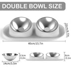 Elevated Stainless Steel Pet Food Bowl with Stands, Raised Dog Cat Feeding Bowls Set Suitable for Cats and Small Dogs, Gray