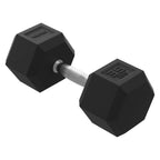 35Lbs Rubber Hex Dumbbell – Solid Steel Handle, Durable Rubber Coating, Anti-Roll Weight for Fitness, Single