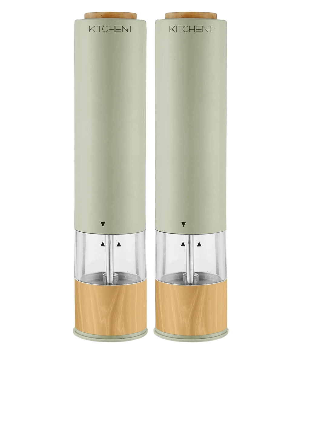 Electric Salt and Pepper Grinder Set – Automatic Battery Salt & Pepper Mills with Adjustable Grind, Built-In Light, Sleek Matte + Wood Trim Design, Easy Refill, Durable Ceramic Spice Grinder
