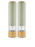 Electric Salt and Pepper Grinder Set – Automatic Battery Salt & Pepper Mills with Adjustable Grind, Built-In Light, Sleek Matte + Wood Trim Design, Easy Refill, Durable Ceramic Spice Grinder