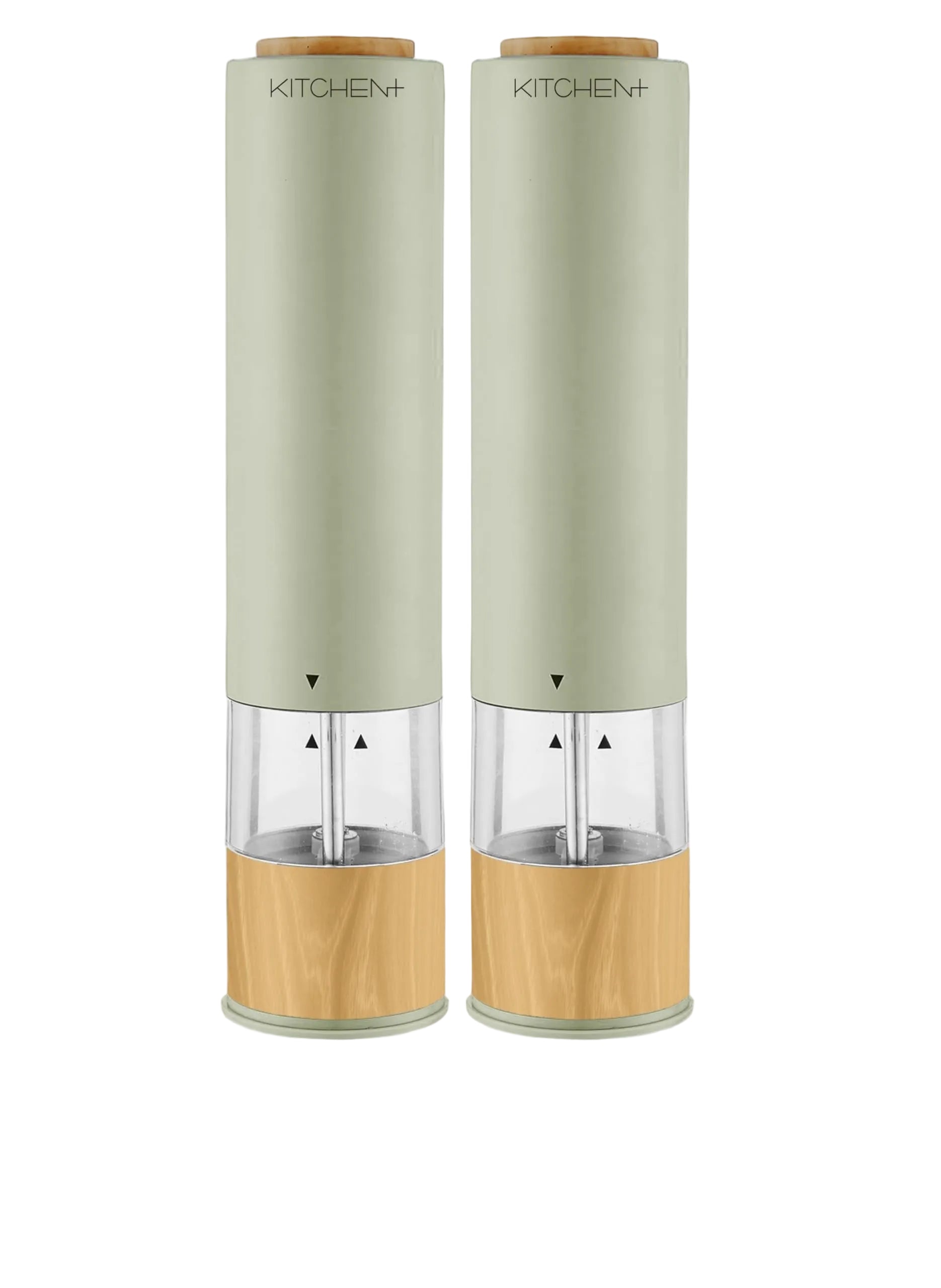 Electric Salt and Pepper Grinder Set – Automatic Battery Salt & Pepper Mills with Adjustable Grind, Built-In Light, Sleek Matte + Wood Trim Design, Easy Refill, Durable Ceramic Spice Grinder