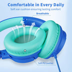 Wired Headphones with Microphone, over Ear 3.5Mm Plug in Headphones with 4.9Ft Tangle-Free Nylon Cord for Tablet, Laptop, MP3/4, School, Airplane Travel (Blue)