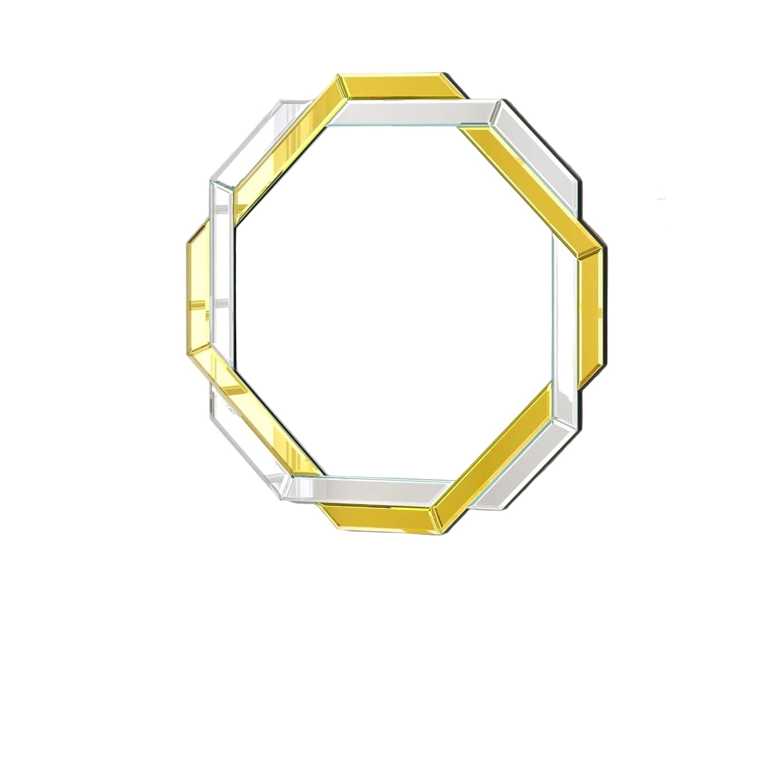 Gold Bathroom Mirror-20”X20” Helicoid Wall Mirrors Decorative,Hexagon Beveled Edge Frameless Mirror for Wall Bathroom, Vanity Room, Bedroom, Living Room and Enterway