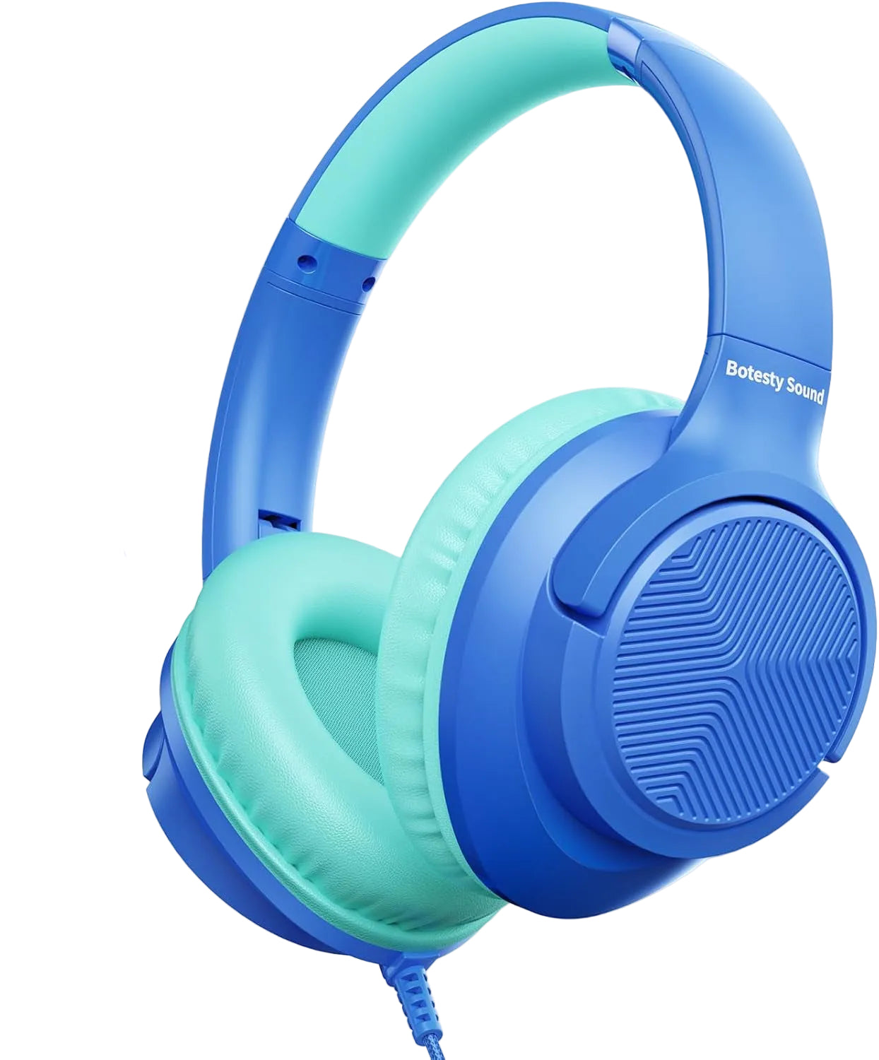 Wired Headphones with Microphone, over Ear 3.5Mm Plug in Headphones with 4.9Ft Tangle-Free Nylon Cord for Tablet, Laptop, MP3/4, School, Airplane Travel (Blue)