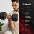 35Lbs Rubber Hex Dumbbell – Solid Steel Handle, Durable Rubber Coating, Anti-Roll Weight for Fitness, Single
