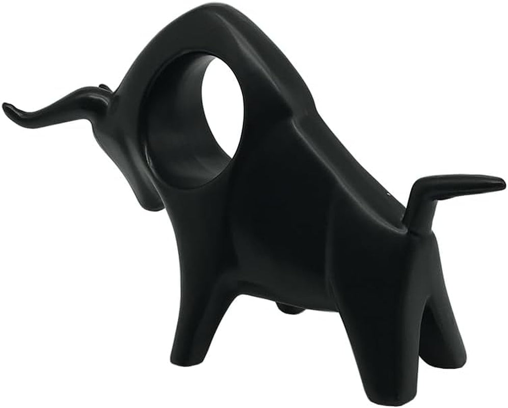 Home Decor Black Bull Statue Ceramic Figures Showpieces for Home Decor - (Black)