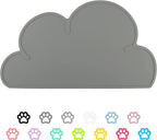 Pet Food Mats–Dog Cat Feeding Mat Top Grade Cloud Silicone Pad Anti-Slip Waterproof Anti-Slip Bowl Placemat (Dark Gray)