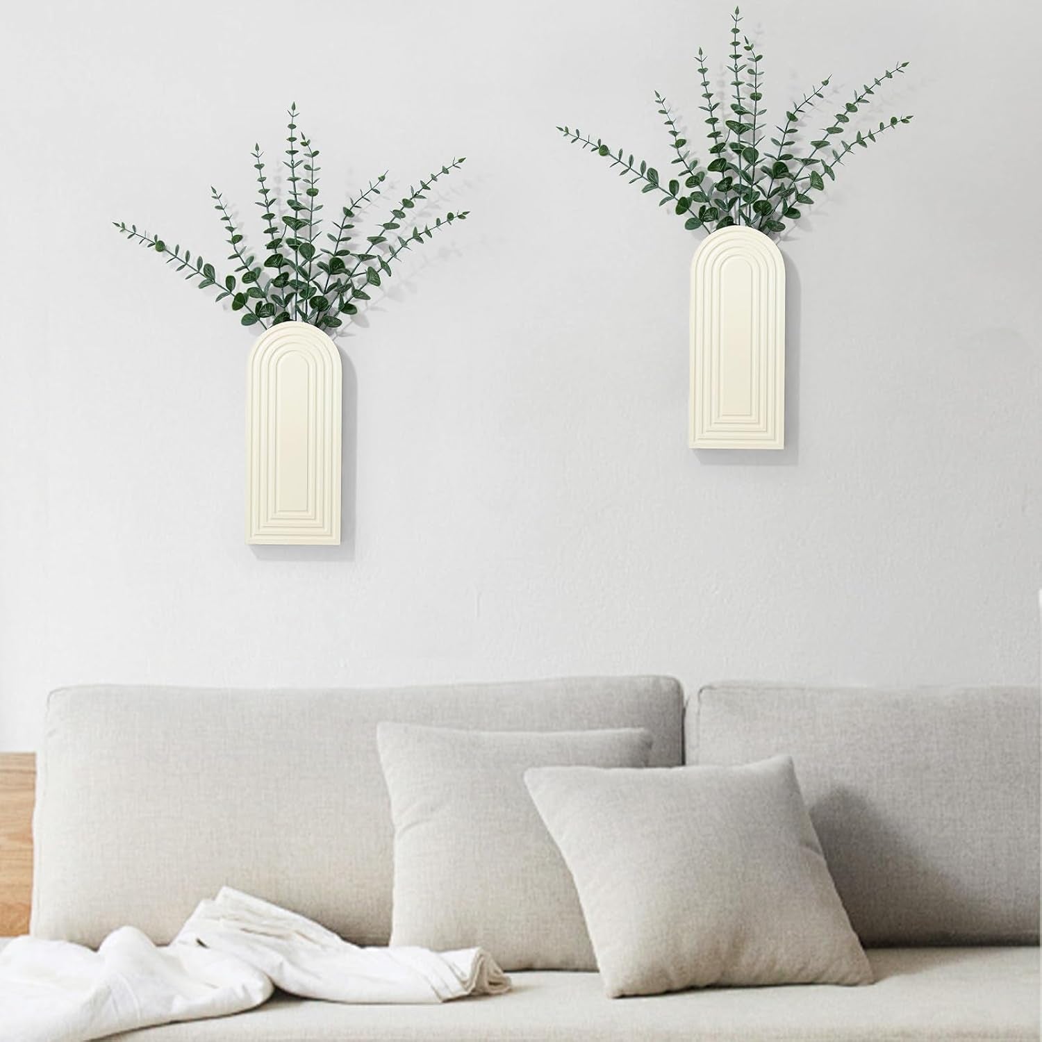 Handmade Wooden Wall Vases Set of 2 for Plants | Boho Rustic Farmhouse Decor for Indoor Artificial Plants and Flowers. Perfect for Living Room, Bedroom, Bathroom, or Patio