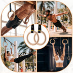Wooden Gym Rings, 9Ft Numbered Double-Layer Quick Adjust Straps | Sturdy Wooden Gymnastic Rings Build Upper Body and Core Strength for Daily Bodyweight Fitness and Muscle Shaping Routines