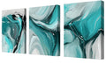 Modern Abstract Wall Art Canvas Prints, 3-Piece Teal and Gray Fluid Art, Contemporary Home Decor Wall Art in the Living Room, Bedroom and Bathroom12X16 Inch/Set of 3