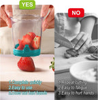 Fruit Slicer Cup - Stainless Steel Strawberry Slicer with Push Plate, Detachable Egg Banana Grape Cutter, Dishwasher Safe Multifunctional Kitchen Gadget for Fruit Salad Cake (Dark Teal)