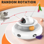 Extendable Laser Feather USB Rechargeable Cat Teaser Wand, White