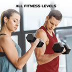 35Lbs Rubber Hex Dumbbell – Solid Steel Handle, Durable Rubber Coating, Anti-Roll Weight for Fitness, Single