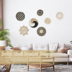 4 Pieces Black Abstract Metal Wall Art, Modern Minimalist Matte Wall Decor, 3D Textured Wall Sculptures, Black and White Wall Art for Living Room Bedroom Bathroom Study Office (15.7 X 10.6Inch) (Boho)