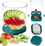 Fruit Slicer Cup - Stainless Steel Strawberry Slicer with Push Plate, Detachable Egg Banana Grape Cutter, Dishwasher Safe Multifunctional Kitchen Gadget for Fruit Salad Cake (Dark Teal)