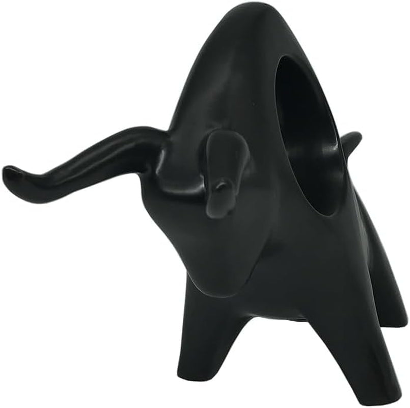 Home Decor Black Bull Statue Ceramic Figures Showpieces for Home Decor - (Black)