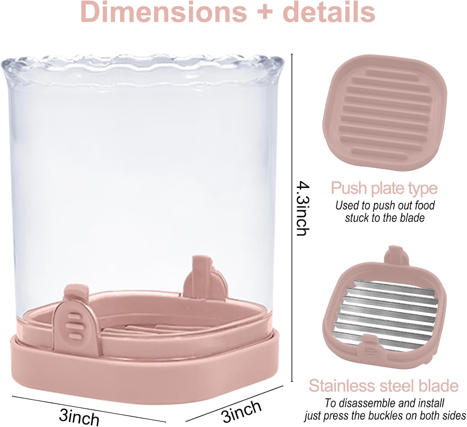 Fruit Slicer Cup - Stainless Steel Strawberry Slicer with Push Plate, Detachable Egg Banana Grape Cutter, Dishwasher Safe Multifunctional Kitchen Gadget for Fruit Salad Cake (Pink)