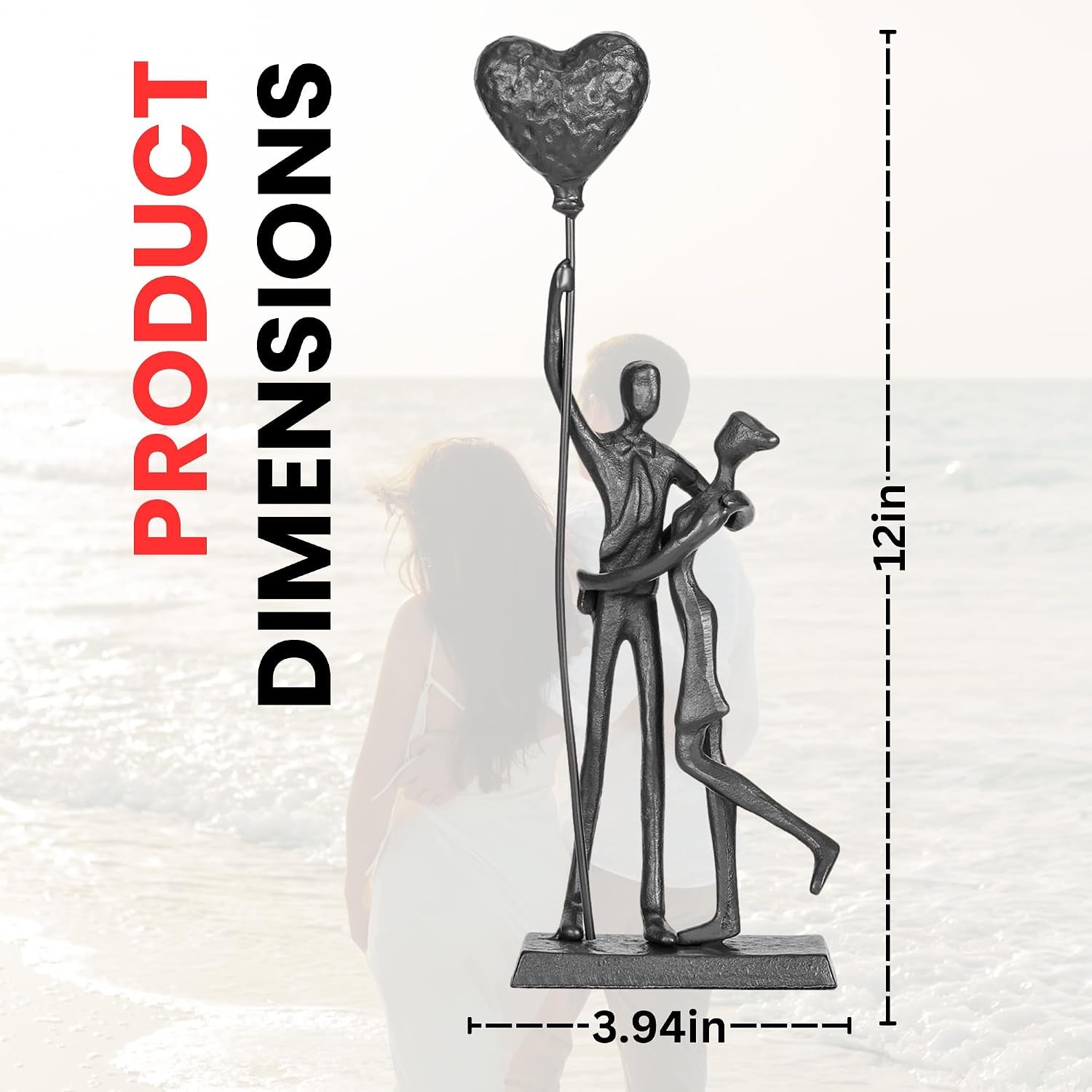 Handcrafted Iron Couple Sculpture - Metal Sculpture Art Modern Home Decor Bronze Love Statues and Sculptures Romantic Figurines Metal Statues for Home Decor
