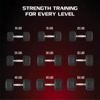 35Lbs Rubber Hex Dumbbell – Solid Steel Handle, Durable Rubber Coating, Anti-Roll Weight for Fitness, Single